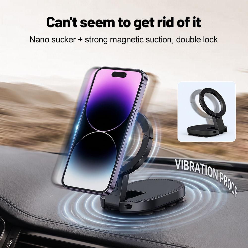 Laptop Stand Portable - 360 ° 回転式3-in-1吸盤式マグネット携帯ホルダー 多角度調整可能 折りたたみ式マグネット携帯スタンド デスクトップブラケット