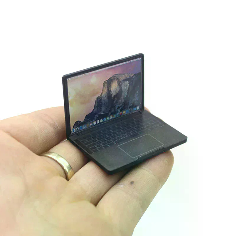 Laptop Accessories Diy - かわいいシミュレーション 1:12 ミニラップトップコンピュータードールハウスミニチュア合金工芸品ドールハウス装飾用ドールハウス DIY アクセサリー
