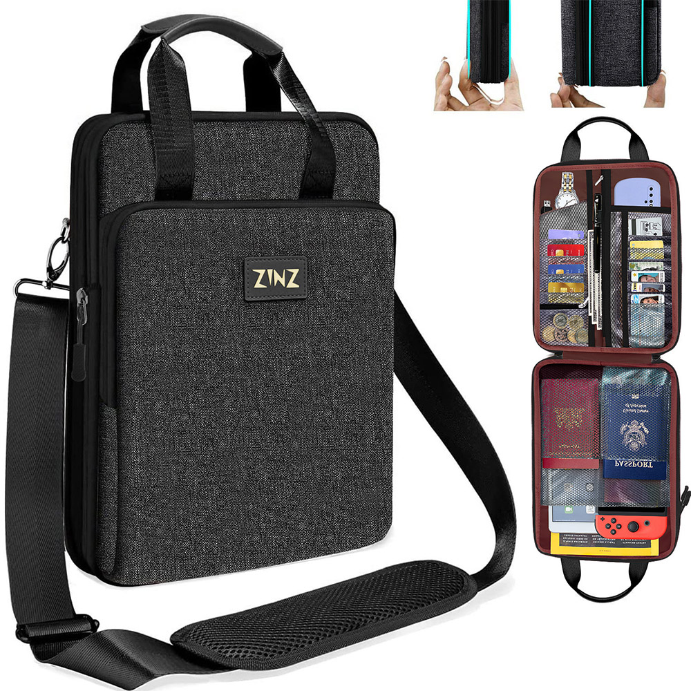 Laptop Accessories Box - 調節可能な容量とストラップ付きのラップトップショルダーバッグ、貴重品とノートブックコンパートメントを備えた旅行用ケース、12.9-13インチ