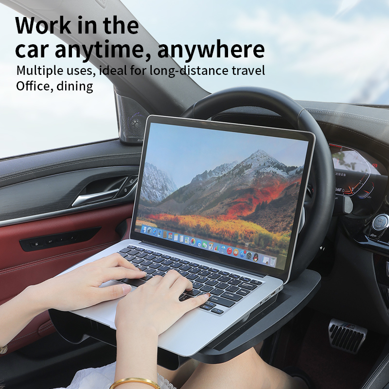 Laptop Stand Portable - 1個入り ポータブルカーラップトップコンピューターデスクマウントスタンド 食事用/仕事用 車のハンドル用ダイニングテーブルブラケット ドリンク/フード/コーヒートレイボード