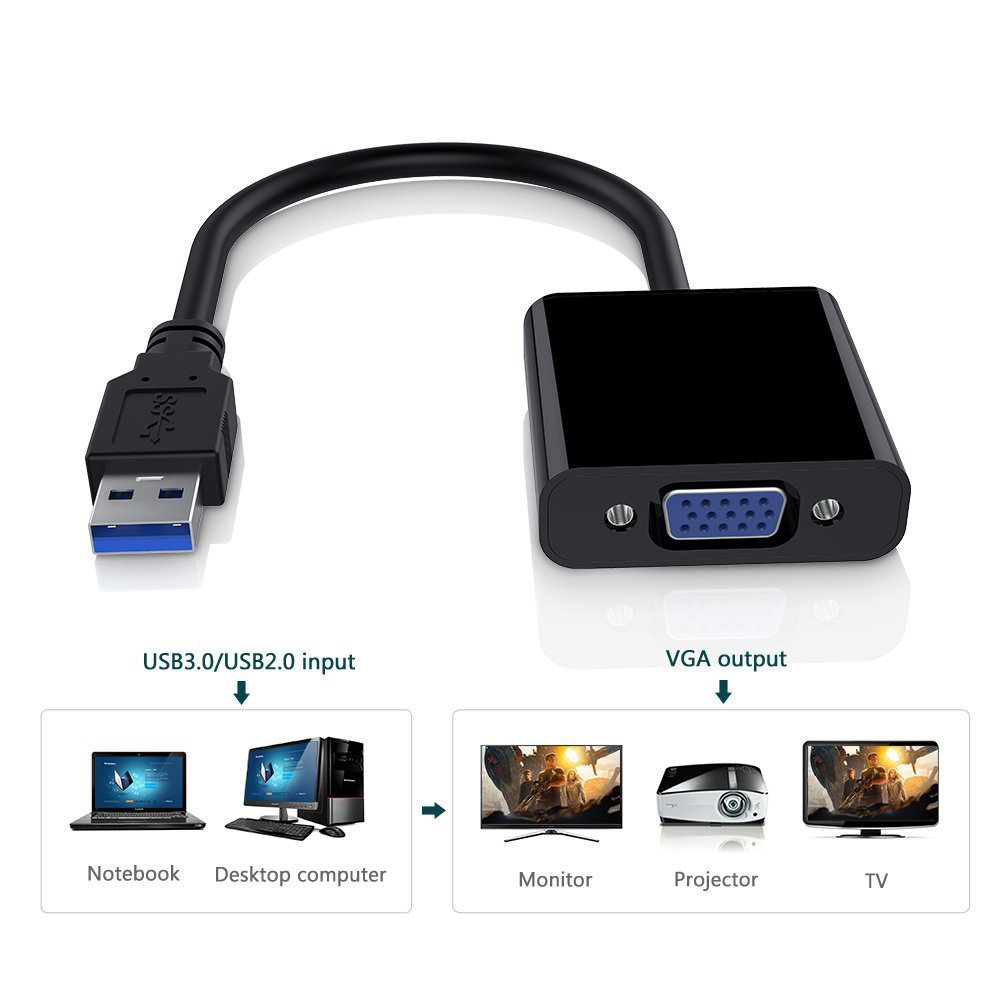 USB 3.0 - VGA アダプター マルチディスプレイ  - Laptop Accessories Distributor のレビューと価格