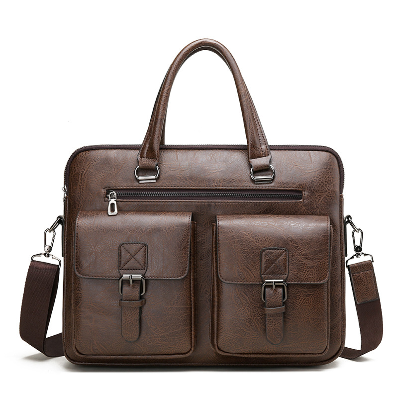 男性用PUレザービジネスブリーフケース,ショルダーバッグ,ラ - Laptop Accessories Box のレビューと価格