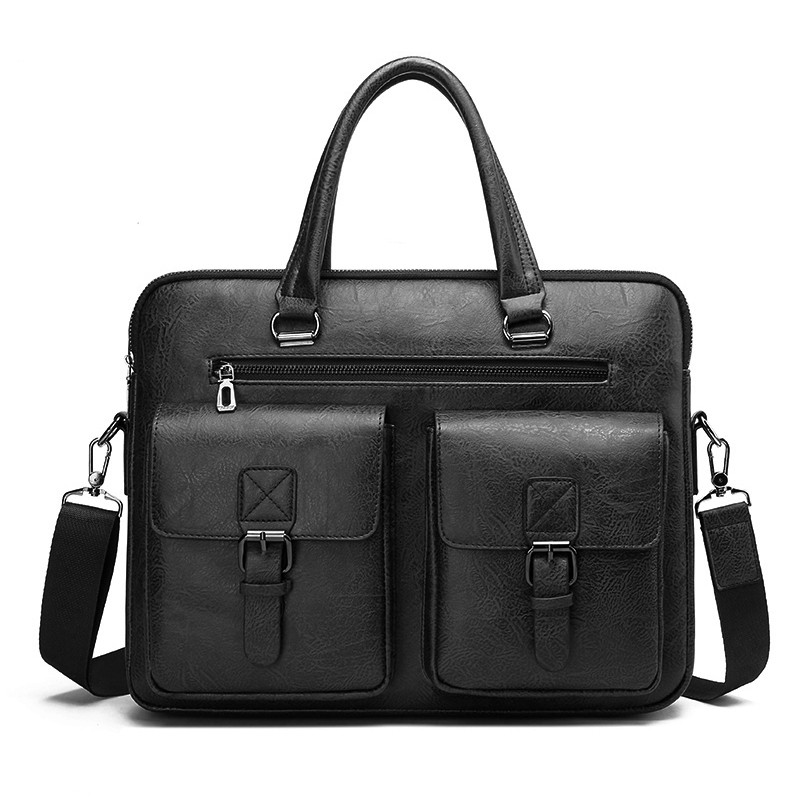 男性用PUレザービジネスブリーフケース,ショルダーバッグ,ラ - Laptop Accessories Box のレビューと価格
