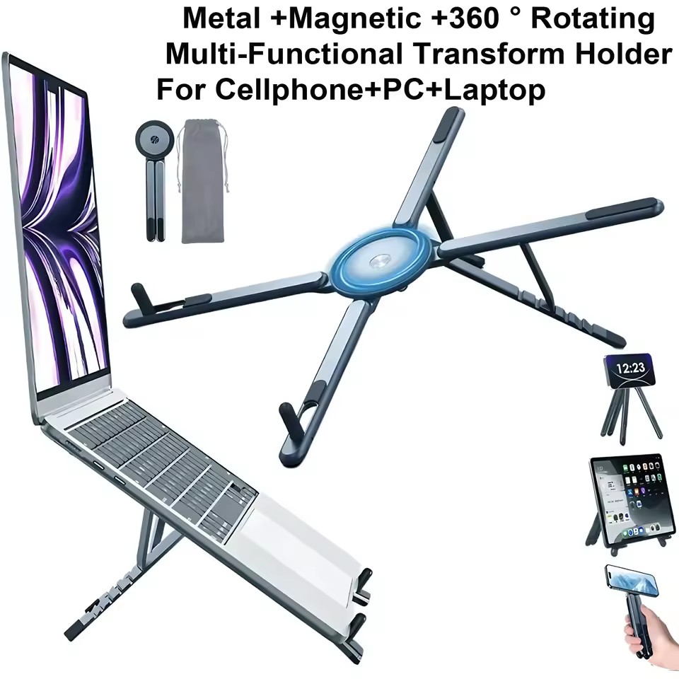 携帯電話用マグネット式ホルダー＆自撮り棒 3-in-1 折り - Laptop Stand Portable のレビューと価格