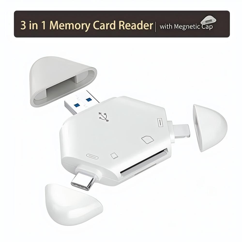 3in1メモリカードリーダー、三角形磁気キャップ付き、USB - Laptop Accessories Distributor のレビューと価格