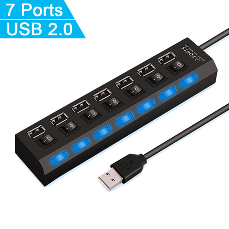 7 ポート USB 2.0 ハブスプリッターラップトップコン - Laptop Accessories And Parts のレビューと価格