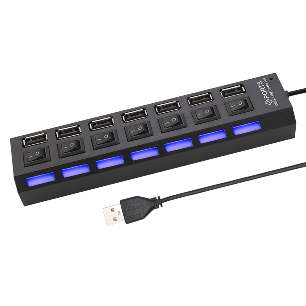 7 ポート USB 2.0 ハブスプリッターラップトップコン - Laptop Accessories And Parts のレビューと価格