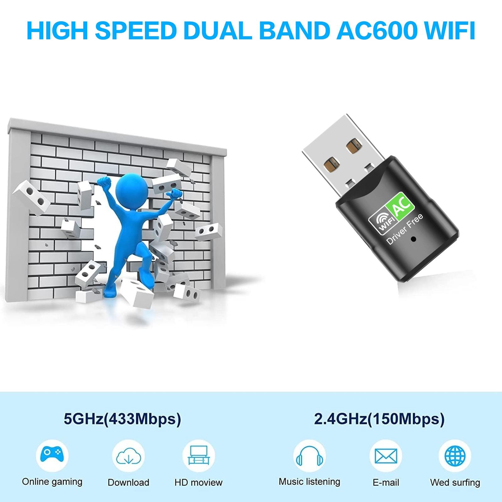 AC600 USB WiFi アダプター、デュアルバンド 2 - Laptop Accessories Distributor のレビューと価格
