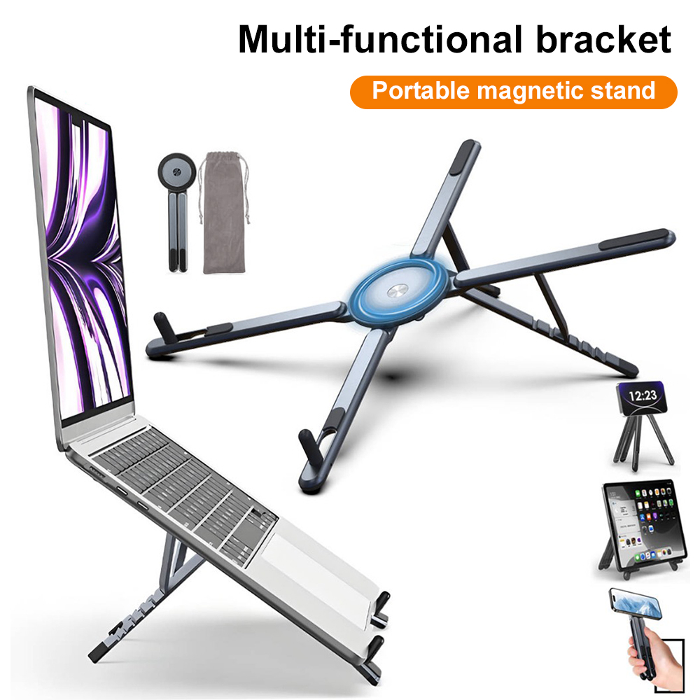 携帯電話用マグネット式ホルダー＆自撮り棒 3-in-1 折り - Laptop Stand Portable のレビューと価格