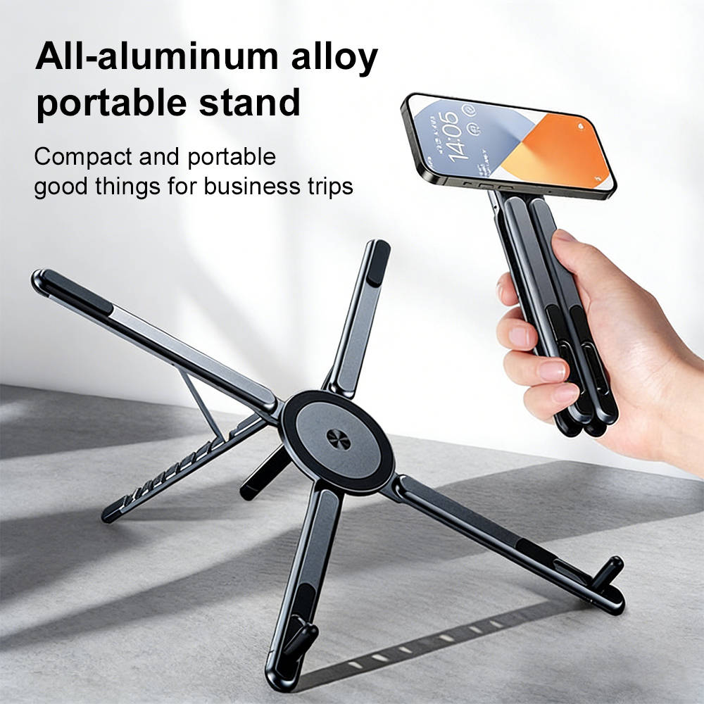 携帯電話用マグネット式ホルダー＆自撮り棒 3-in-1 折り - Laptop Stand Portable のレビューと価格